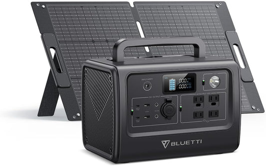 BLUETTI Solar Generator EB70S with 100W Solar Panel Included(Ships Separately), 716Wh LiFePO4 Battery Backup w/ 4 800W AC Outlets, Solar Generator for Road Trip, Off-grid, Power Outage