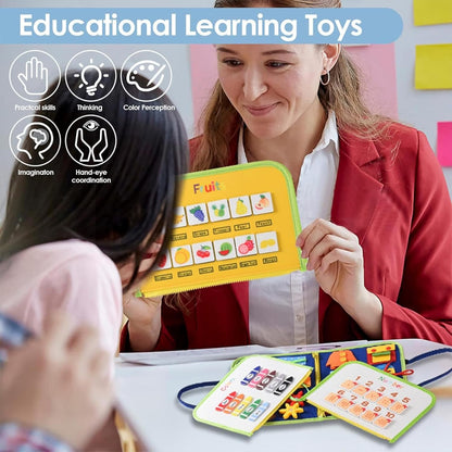 Montessori Activity Busy Book for Toddler - 3 4 5 Years Old Activity Busy Board Toy, Sensory Board Toy Educational Activities for Fine Motor Skills Learning, Travel Toys for Airplane Car Christmas