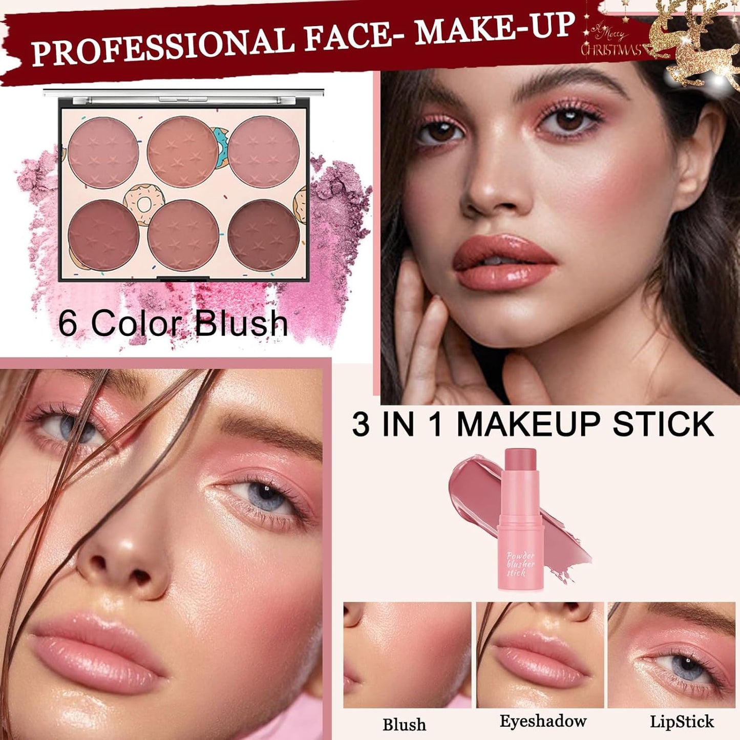Ruicen Women's Make-Up Set, Complete Make Up Kit for Women and Teenagers with Eyeshadow Palette 55 Colours and Other Accessories, Make Up Set Ideal for Beginners
