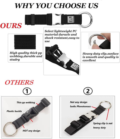2PCS Heavy Duty Add a Bag Luggage Strap Jacket Gripper,Carry-on Baggage Suitcase Straps Belts Travel Accessories (Black)