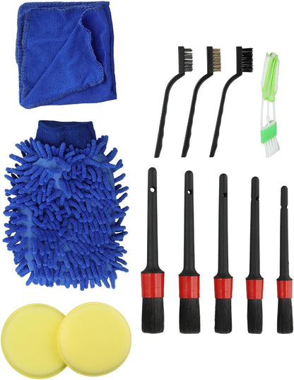 Car Cleaning Essentials - Set di 13 pennelli con guanti per una rimozione efficace della polvere
