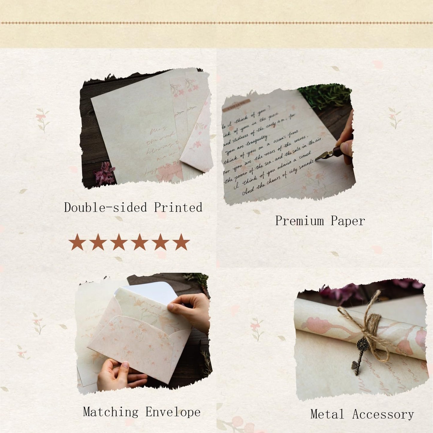 78 Pcs Stationary Writing Paper and Envelopes Set, 36 Sheet Floral Letter Paper 12 Pcs Matching Envelopes Fresh Flower Stationery Lined Writing Paper for Girls Office School Supplies 6 Styles