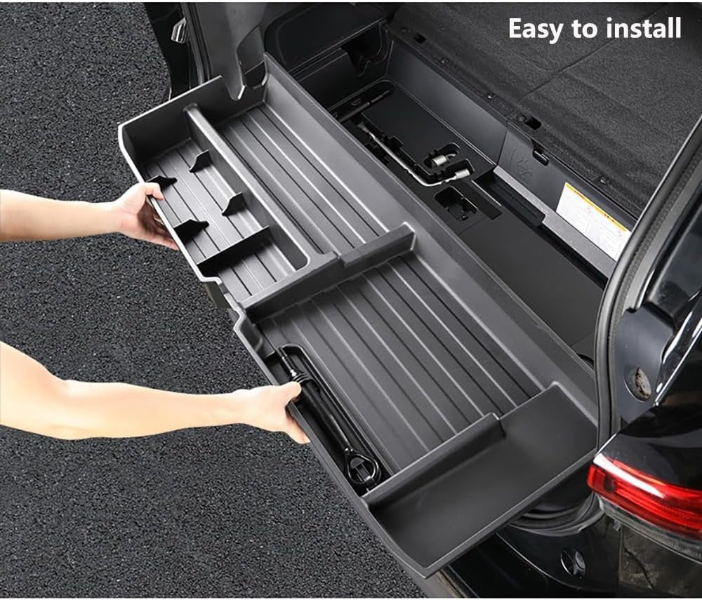 AutoQi For 2020-2025 Toyota Highlander Trunk Hidden Storage Box, SUV Insert Cargo Rear Hatch Organizer, Extra Space fits Highlander Under Cargo Floor Storage Bins Accessories