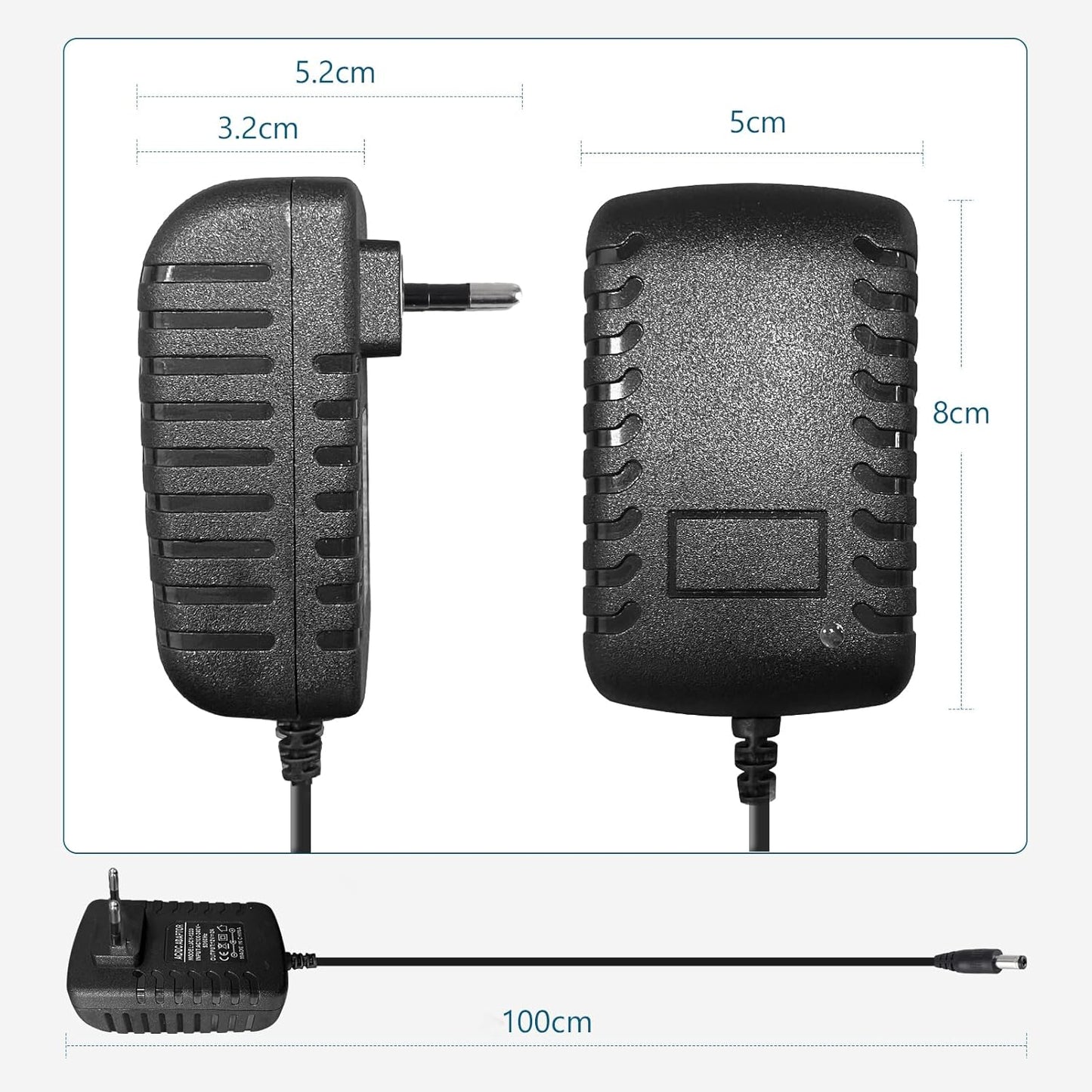SUCIKORIO Power Supply 12V 2A 24W Universal Transformer AC 220V to DC 12 Volt 2A Power Adapter Charger AC Adapter for LED Strips, Screens and Electronic Equipment