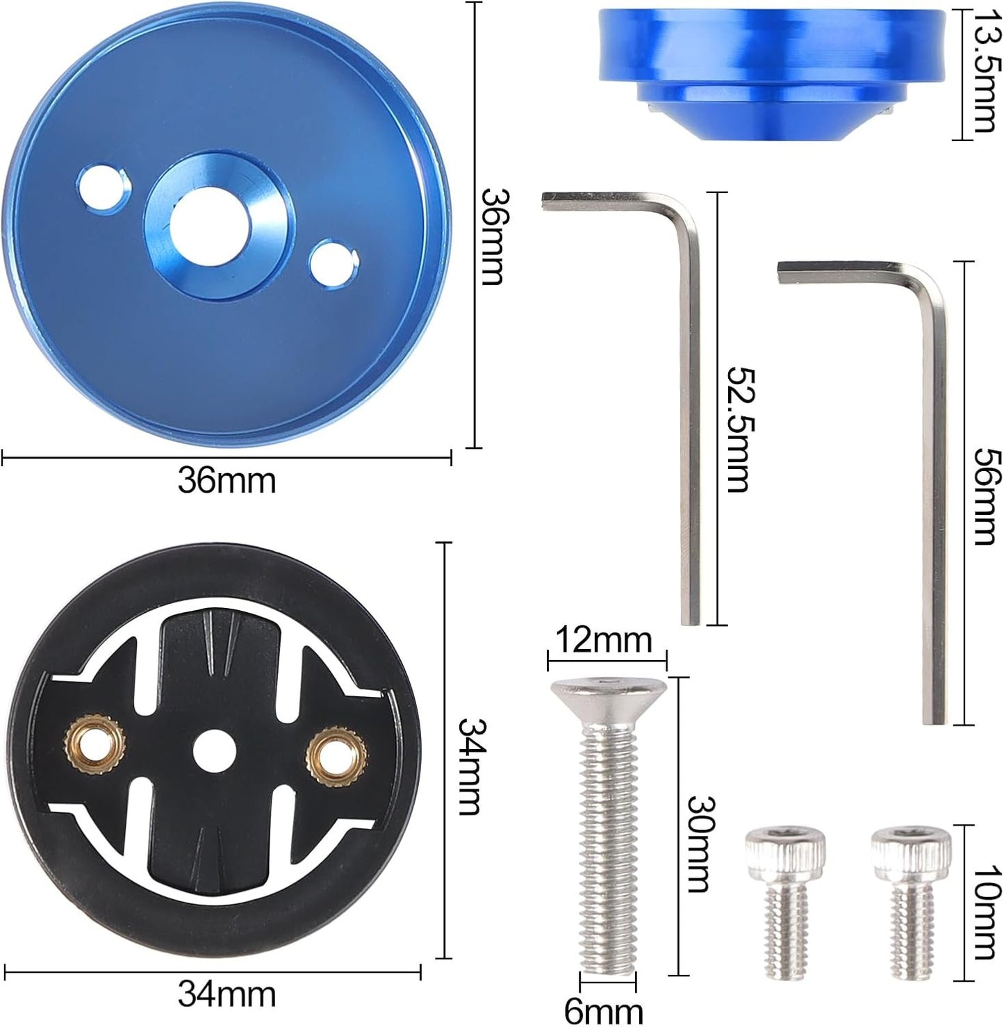 Aluminium Bicycle Mount Compatible with Garmin Edge 530 540 520 510 500 200 130 25 20 840 830 820 810 800 1000 1030 1040 Plus Explore 2 GPS Handlebar Mount for Computer Racing Bike - Blue