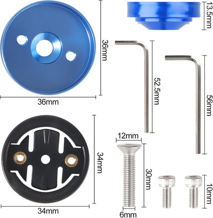 Aluminium Bicycle Mount Compatible with Garmin Edge 530 540 520 510 500 200 130 25 20 840 830 820 810 800 1000 1030 1040 Plus Explore 2 GPS Handlebar Mount for Computer Racing Bike - Blue