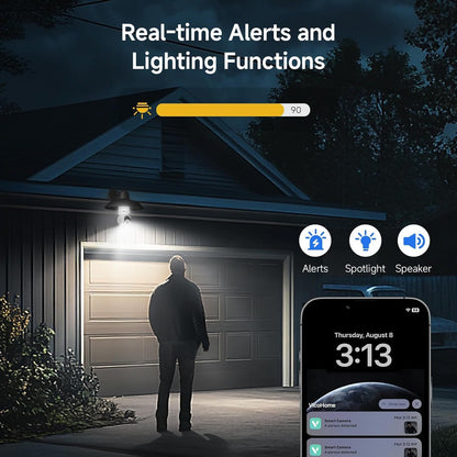 2K Light Bulb Security Camera Outdoor, 5G&2.4G WiFi Wireless Cameras for Home Security with Adjustable LED Lights, IPX6 Waterproof, 360° Motion Tracking and AI Human Detection -1 Pack