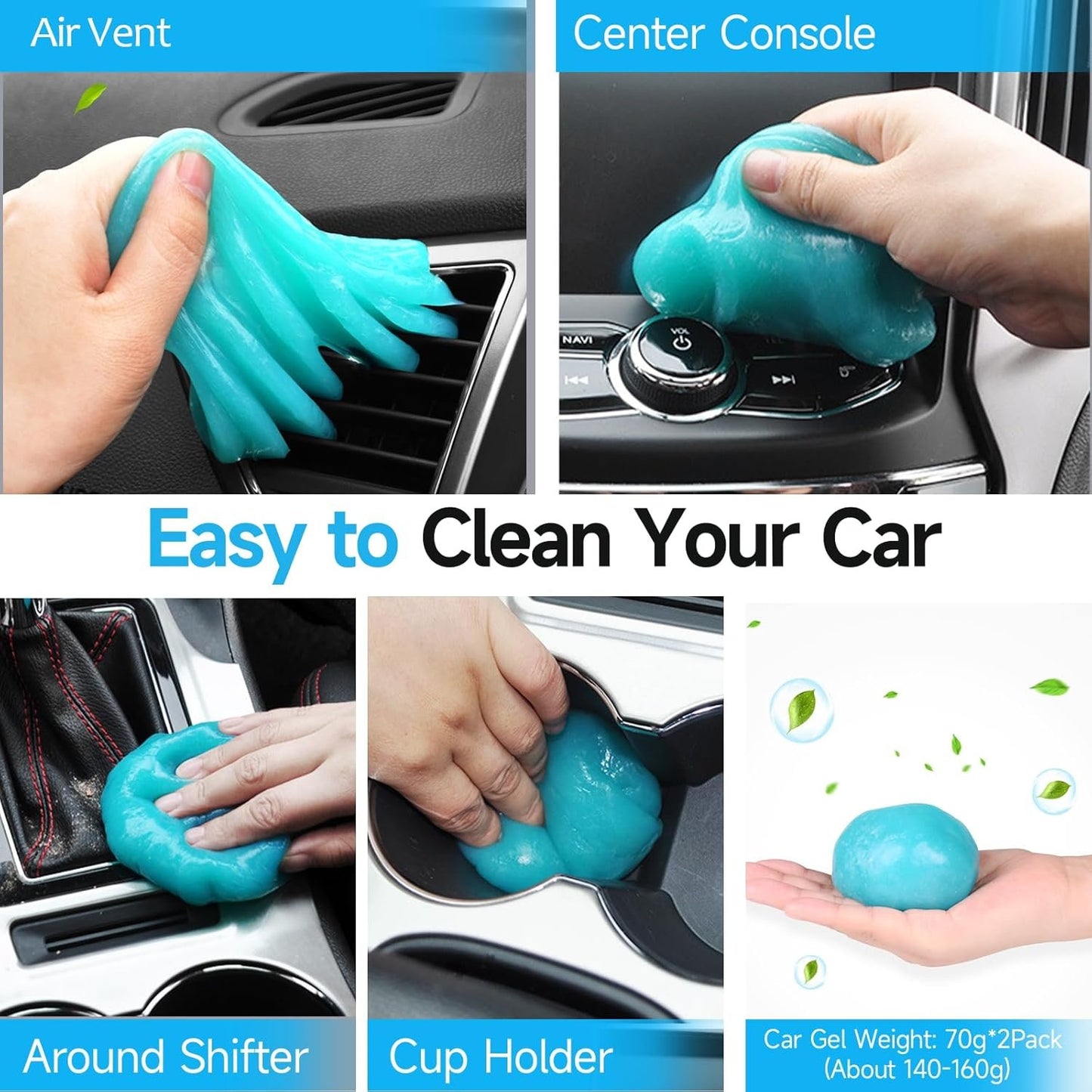 8 Pack Car Interior Duster Detailing Brush Set Cleaning Gel Kit All Purpose Detailing Brushes Accessories Essentials Supplies Tool for Cars, Trucks, SUVs, RVs, Motorcycles, & More