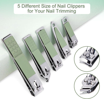 Madenia 35 in 1 Manicure Set: Professional Nail Clipper Tools for Manicure and Pedicure Polishing - Portable Stainless Steel Nail Care Kits for Travel & Home Use(Green)