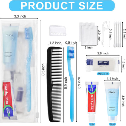 Gisdo Toiletry Kits Homeless Personal Hygiene Kit Bulk(10-IN-1), Blue, Pack of 30, 30 Set