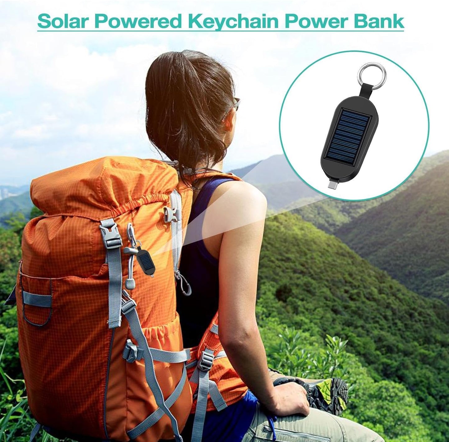 Solar Charger - Solar Powered Keychain Powers Bank, 3000mah Powers Bank | Portable Charger, Wireless Watch Charging, Travel Outdoor Camping Powers Bank, Waterproof Powers Bank