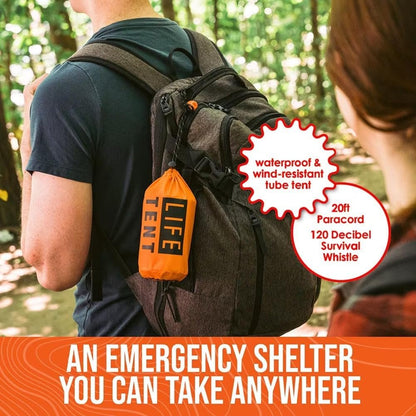 Suapouen Outdoor Insulated Emergency Tent 2 Person Waterproof Emergency Life Saving Insulated Includes Life Whistle Ripstop Tent