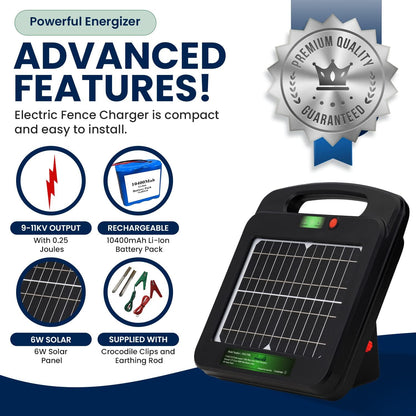 My Animal Command Solar Charger Portable Power Station Pet Fence 3 Mile 0.25 Joules Output (9-11KV) Electric Fence Energizer Containment & Protection of Livestock,Dog, Cats, Pets Easy Installation