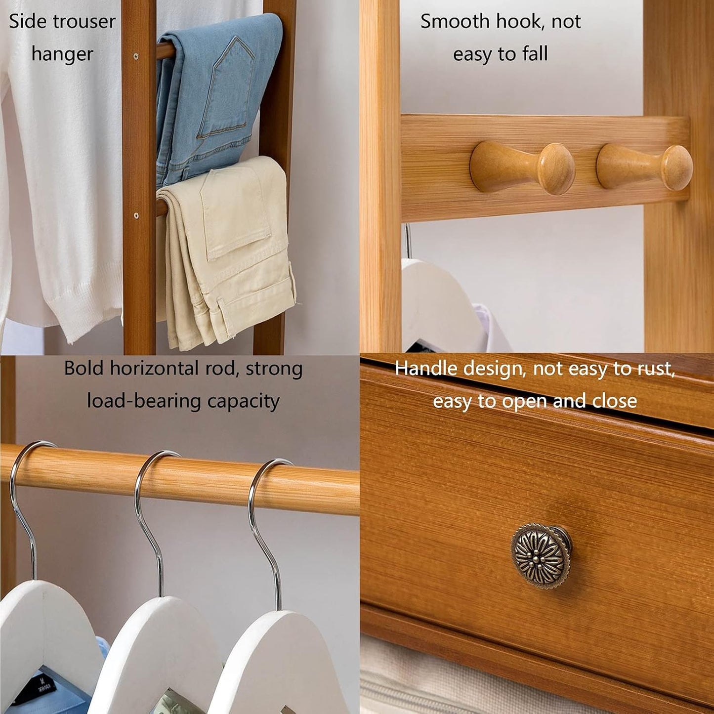 Generico Appendiabiti autoportante Elegante - Armadio Moderno in Legno per Vestiti, Scarpe, Cappelli e ombrelli - Mobile salvaspazio per Ingresso e Ufficio per Camera da Letto e corridoio