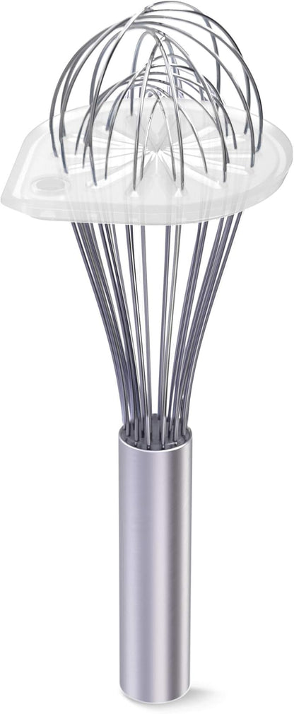 Wipe a Whisk Easily - Multipurpose Kitchen Tool Made In USA - Includes 11" Stainless-Steel Whisk - Cool Baking Gadget, A Great Gift For Men & Women (2pc Whisk Wiper Set, Clear)