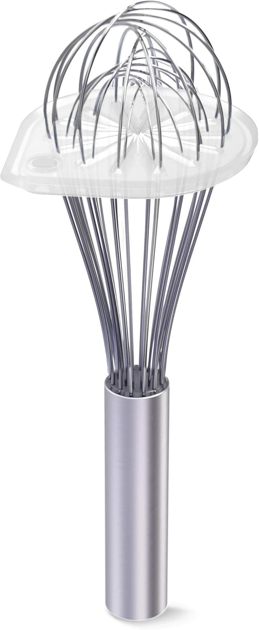 Wipe a Whisk Easily - Multipurpose Kitchen Tool Made In USA - Includes 11" Stainless-Steel Whisk - Cool Baking Gadget, A Great Gift For Men & Women (2pc Whisk Wiper Set, Clear)