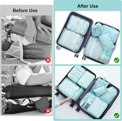 8 Pcs Suitcase Organizer, Multifunctional Waterproof Travel Suitcase Organizer Suitcase Organizer Shoe Bag Cosmetic Bag Organization System for Vacation, Travel