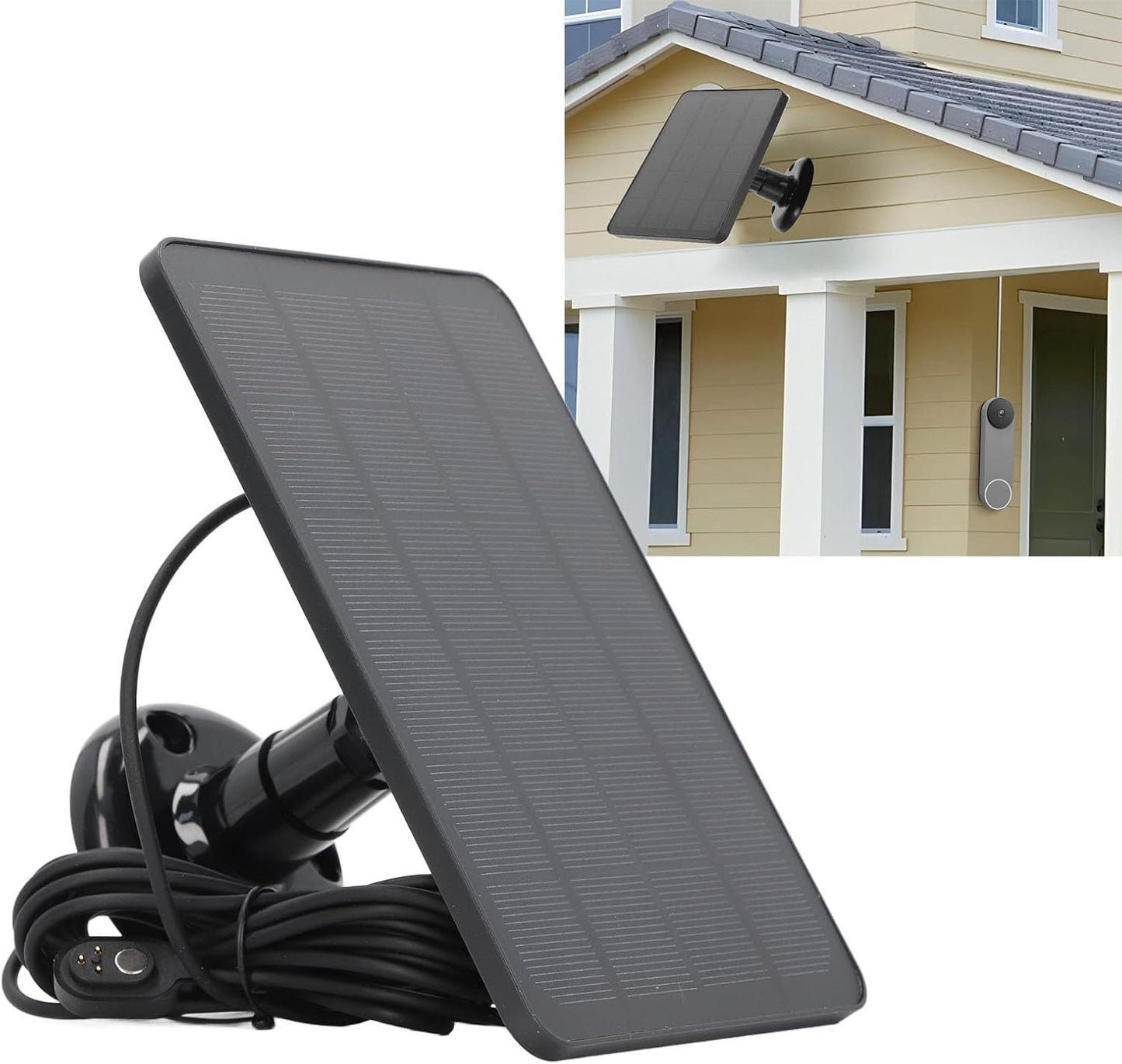 10W Solar Panel , IP65 Waterproof Monocrystalline Silicon Portable Solar Powered Kit with Bracket, Continuous Solar Power Supply for Cameras (Black)
