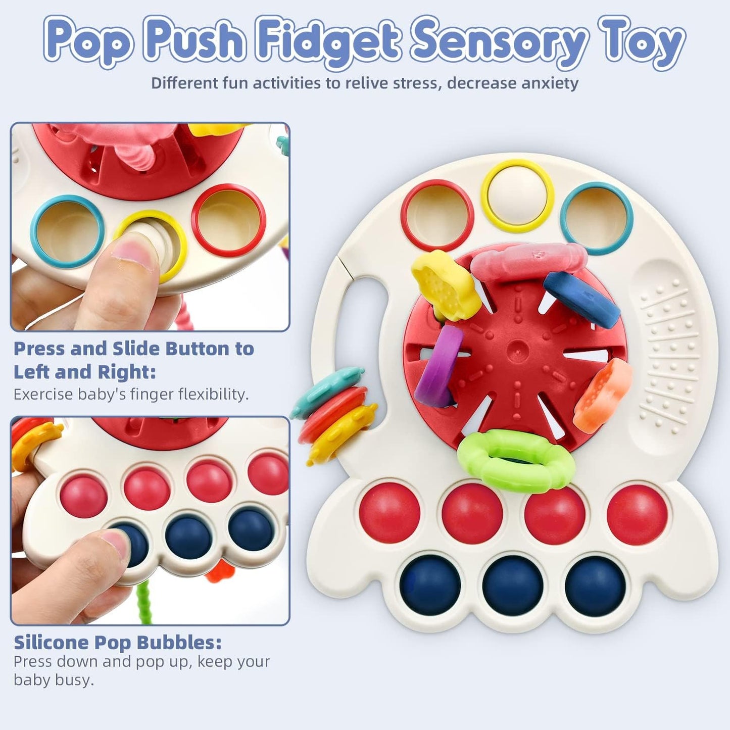 Sensory Montessori Toys for Baby 18 Months, Toddler Travel Toys for 2 Year Old Boy Girl Birthday Gifts, Soft Pull String Fidget Educational Learning Bath Toys for 18 Months Infant Newborn