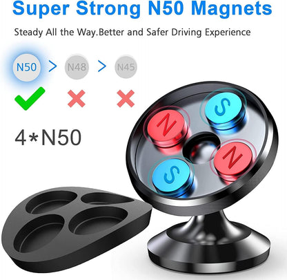 【2-PACK】Magnetic Phone Holder Car, [ Strong Magnet ] Universal Dashboard Magnetic Cell Phone Holder Car [ 360° Rotation ] Hands Free magnetic Car Phone Holder Mount Fits All Cell Phone,GPS, iPhone etc