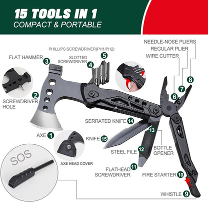 Gifts for Men Dad Husband - Stocking Stuffers for Men Him, Camping Accessories, Camping Essentials Axe - Fathers Day Gift Ideas, Christmas Birthday Gifts, Survival Kit, Tools for Hiking, Fishing