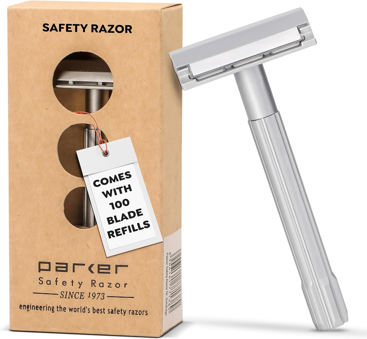 Parker SoloEdge Single Edge Safety Razor with 100 Parker Platinum Single Edge Razor Blades Included