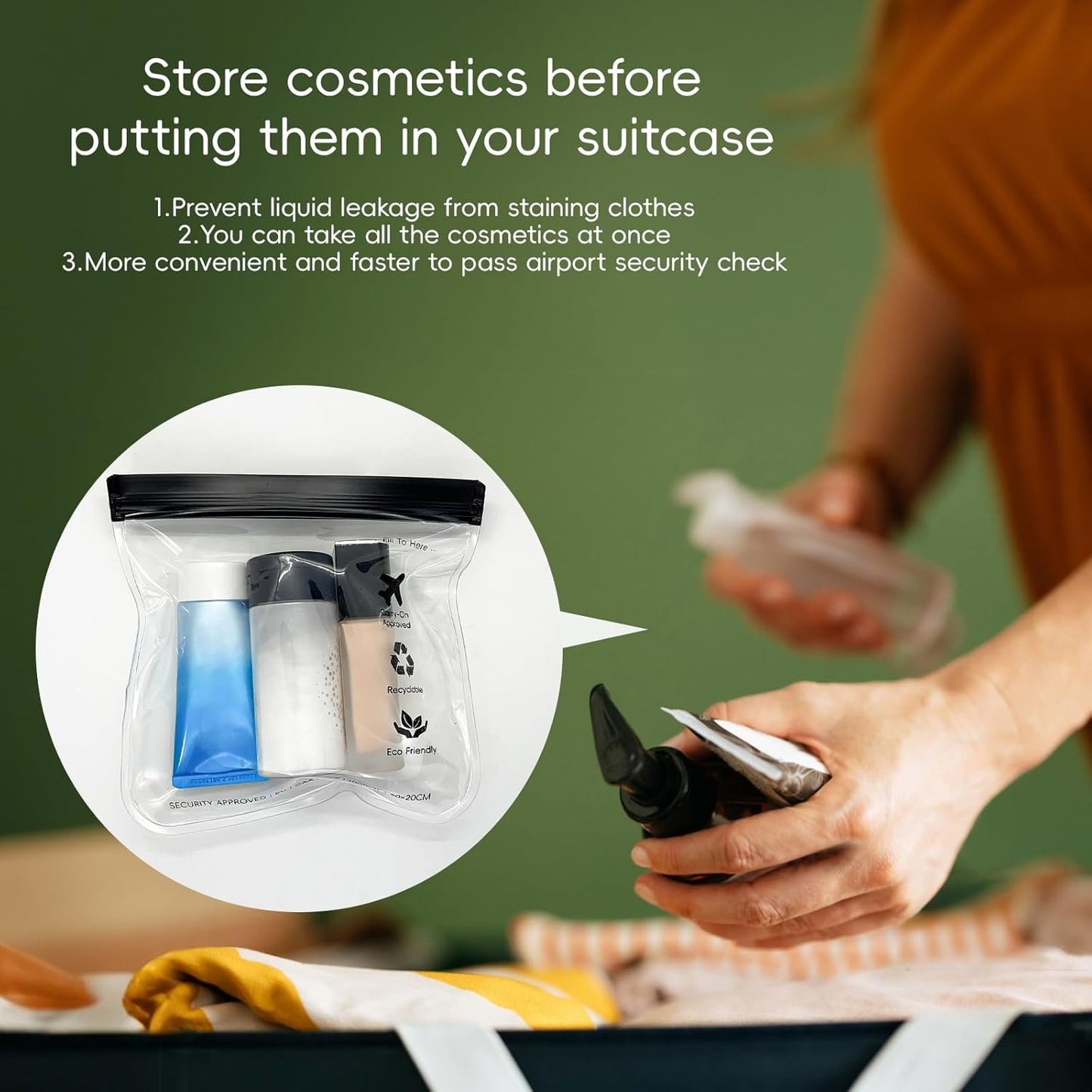Dulooca Clear Travel Toiletry Bag, 4 Pack TSA Approved Liquid Bag, Security Approved Worldwide 3-1-1 Compliant Waterproof Bags for Travel Makeup Cosmetics, Travel Accessories for Women