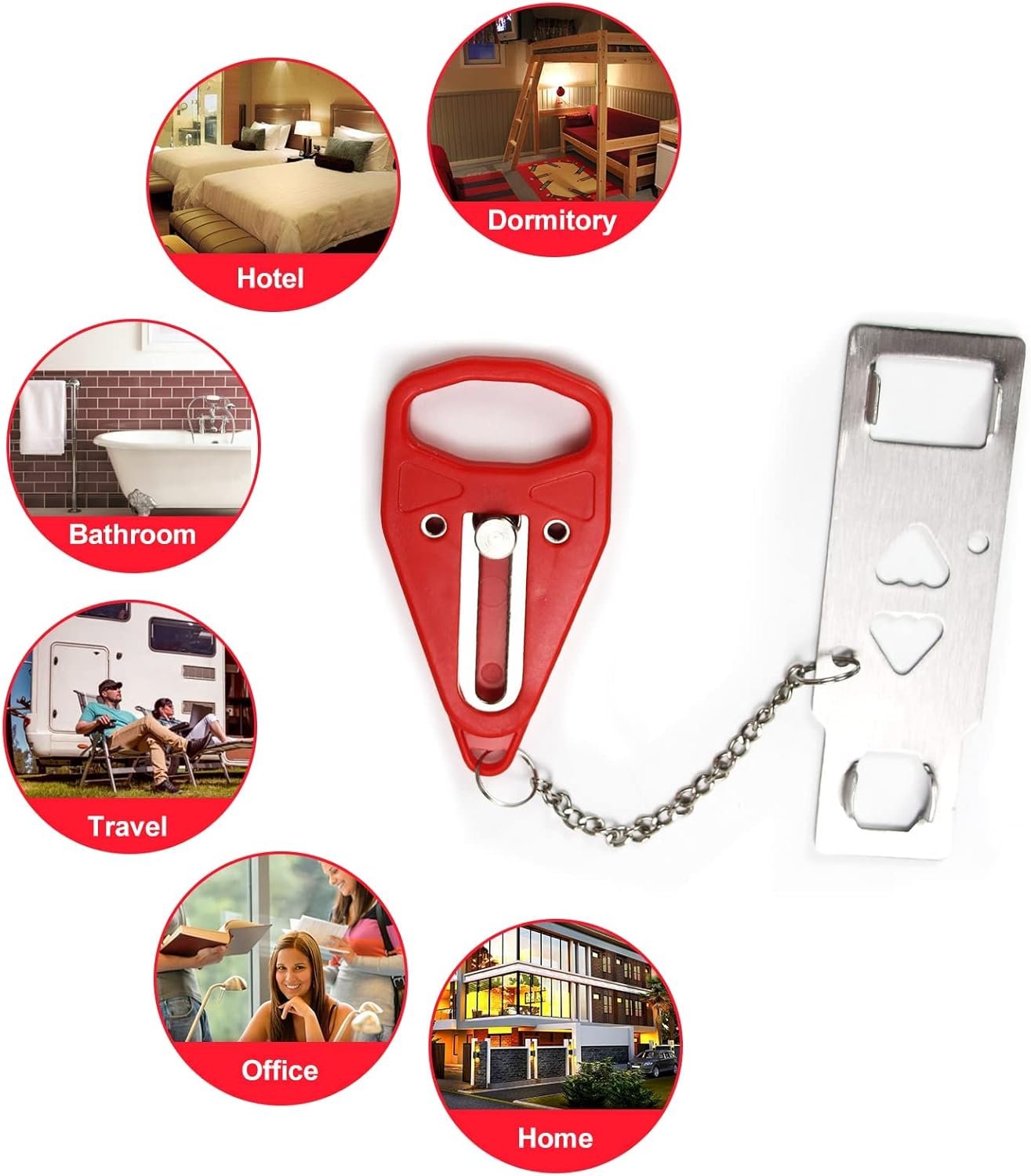 Portable Door Lock 2Pack Extra Lock for Additional Privacy and Safety in Home,Hotel and Apartment,Prevent Unauthorized Entry,Protect Family Security in Traveling,Home,Bedroom,Hotel,Apartment,AirBNB