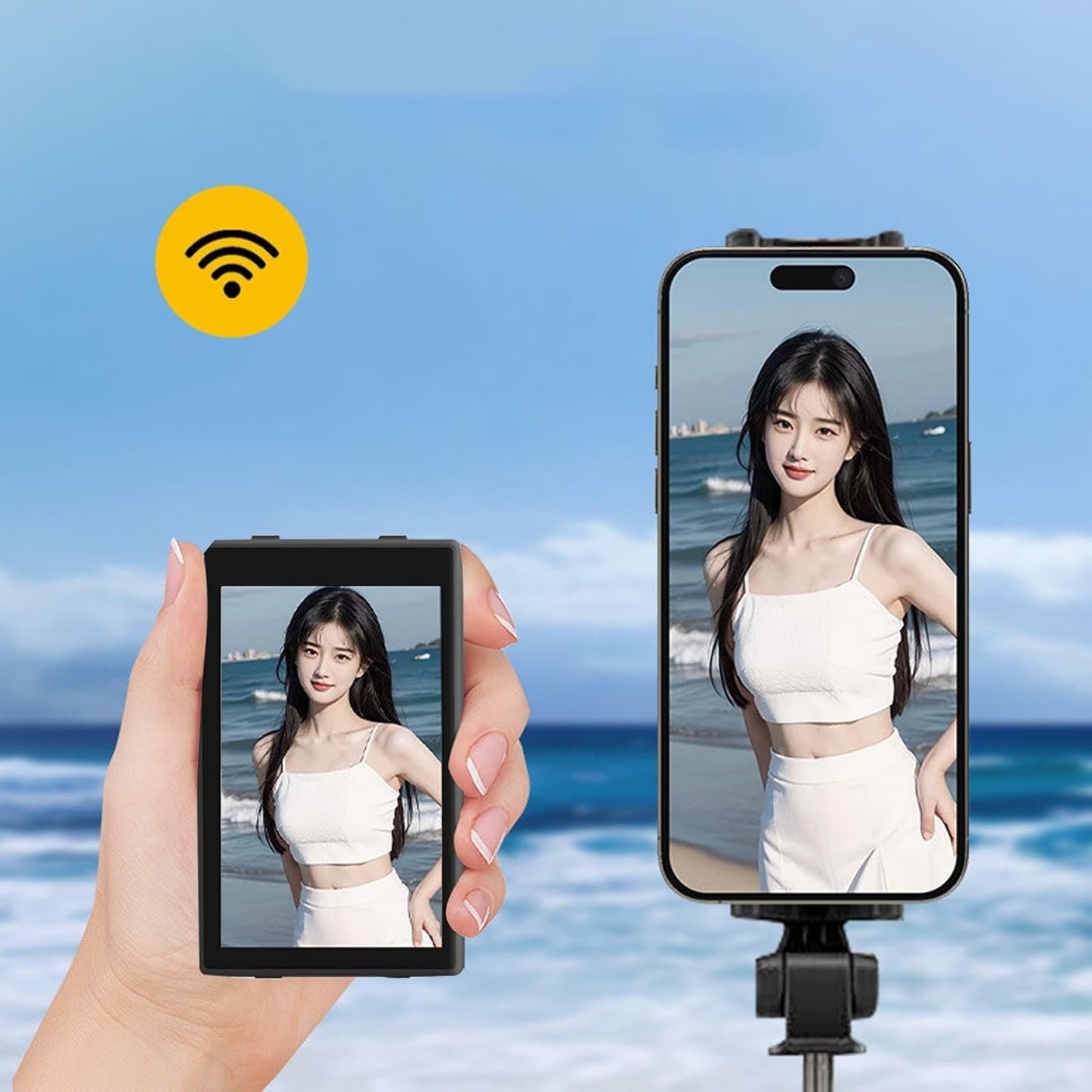 Telefono Vlog Selfie Monitor Schermata, 3.97in 2.4G 5G Wifi Wireless Visualizza Monitor con Morsetto Telefonico per Selfie Vlog Live Stream Tiktok Tiktok