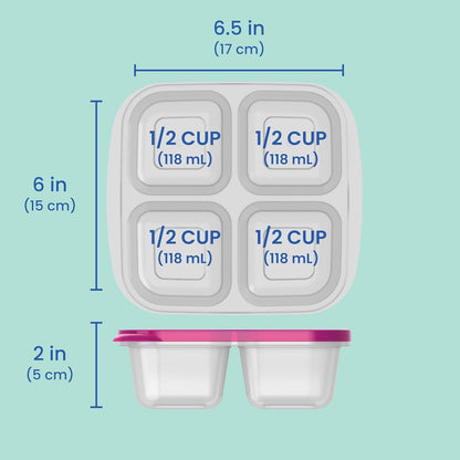 Bentgo Easyboxes 4-Compartment Snack Containers - 8-Piece Set with 4 Trays & 4 Custom-Fit Lids to Seal in Freshness - Reusable Food Storage & Meal Prep Bento BPA-Free Containers (Brights)