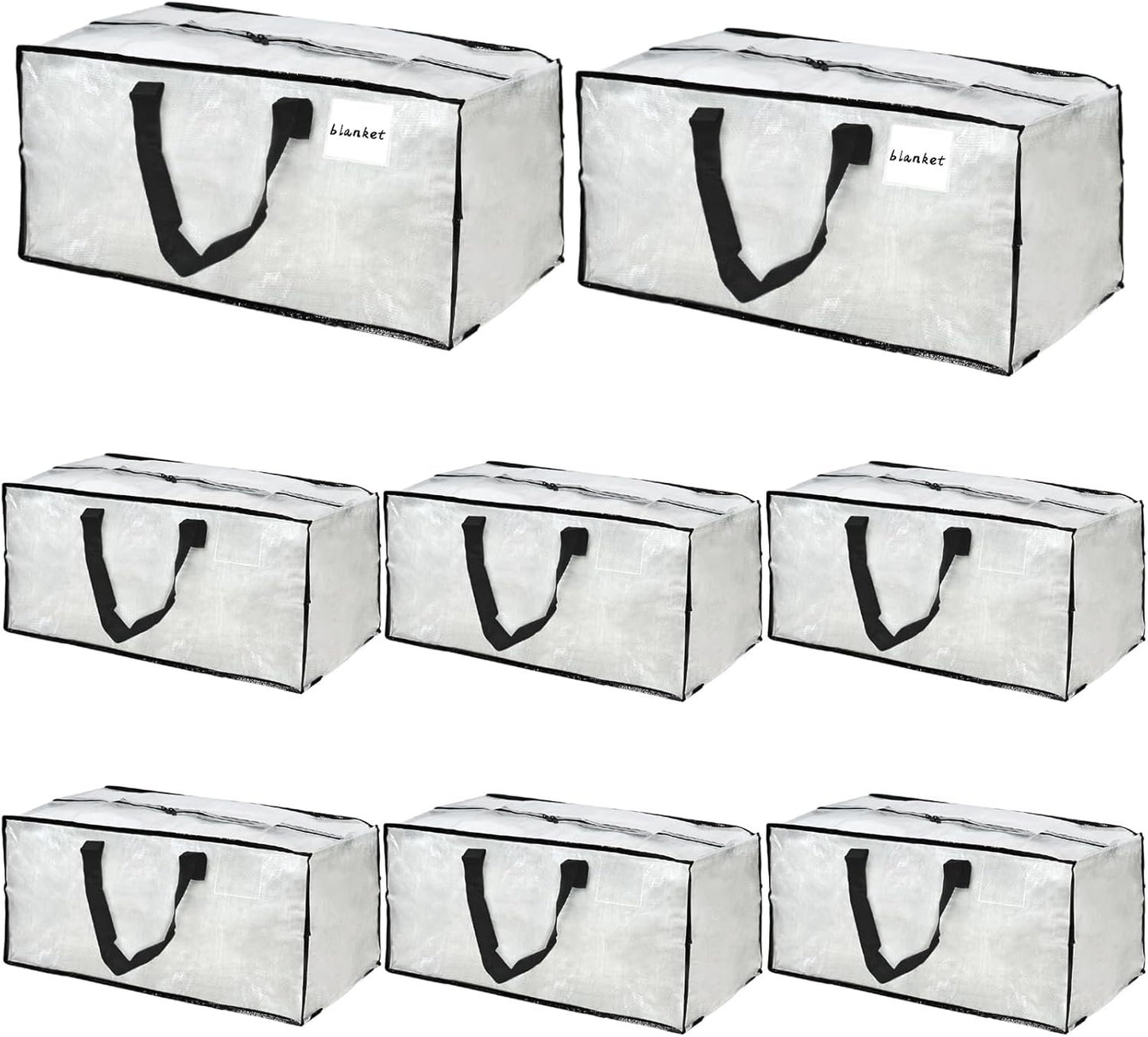 Heran 8 Pack Extra Large Moving Bags with Backpack Straps & Carrying Handles, 92L Heavy Duty Storage Bags with Zippers, Alternative to Moving Boxes, Storage Totes for Clothing Blankets Space Saving