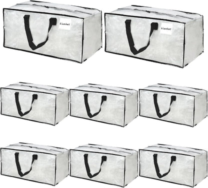 Heran 8 Pack Extra Large Moving Bags with Backpack Straps & Carrying Handles, 92L Heavy Duty Storage Bags with Zippers, Alternative to Moving Boxes, Storage Totes for Clothing Blankets Space Saving