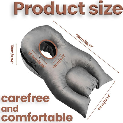 BBTEQEKN Face Down Pillow for Sleeping, Foam Pillow After Surgery, Massage Pillow Face Down After Eye Surgery, Ergonomic Pillow for Neck Pain Relief, Grey