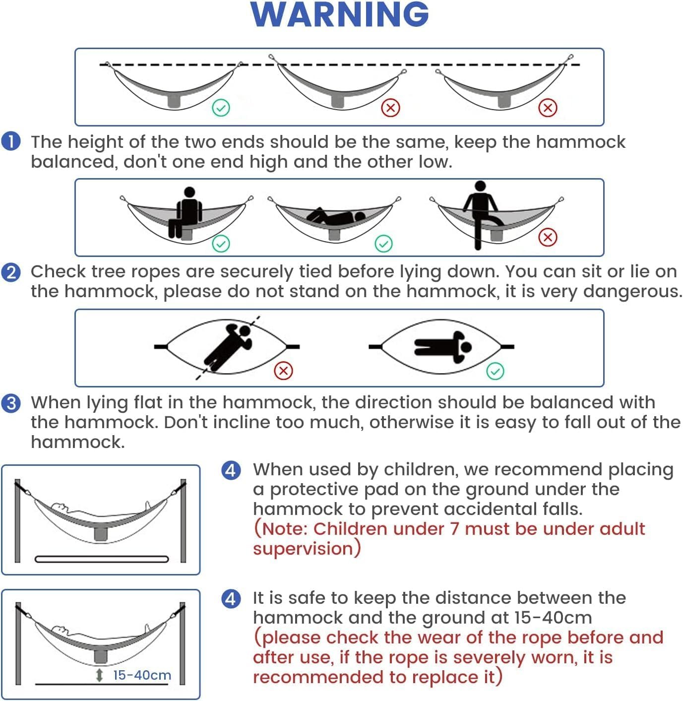 Camping Hammock, Single Hammock Premium Quality Nylon with 2 Tree Straps, Lightweight for Backpacking, Camping Gear for Outdoor, Backpacking, Travel, Beach, Hiking
