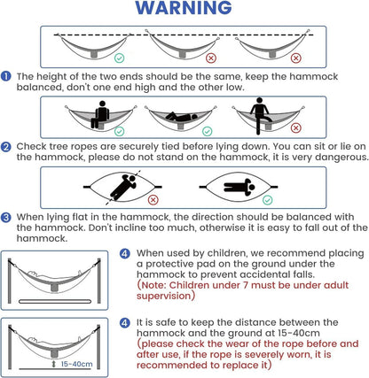 Camping Hammock, Single Hammock Premium Quality Nylon with 2 Tree Straps, Lightweight for Backpacking, Camping Gear for Outdoor, Backpacking, Travel, Beach, Hiking