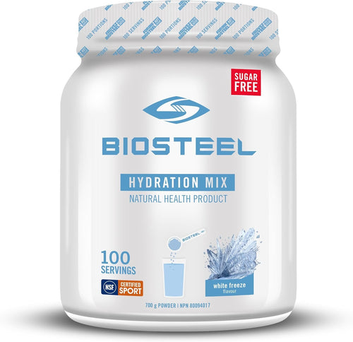 BioSteel Hydration Mix, Great Tasting Hydration with Zero Sugar, and No Artificial Flavours or Preservatives, White Freeze Flavour, 100 Servings per Tub