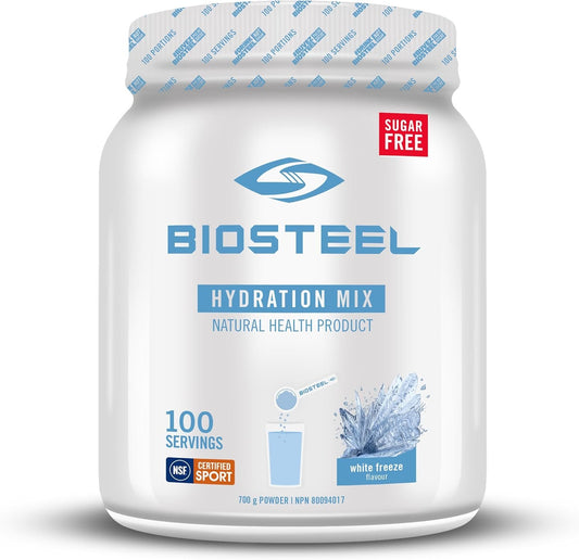 BioSteel Hydration Mix, Great Tasting Hydration with Zero Sugar, and No Artificial Flavours or Preservatives, White Freeze Flavour, 100 Servings per Tub