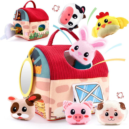 Generico Farm Playset, Stuffed Animal Plush Barn Toys Set, Pretend Play Farm Animal Plushs Easter Basket Stuffers, Soft Toy for Kids Birthday, Multi-Size