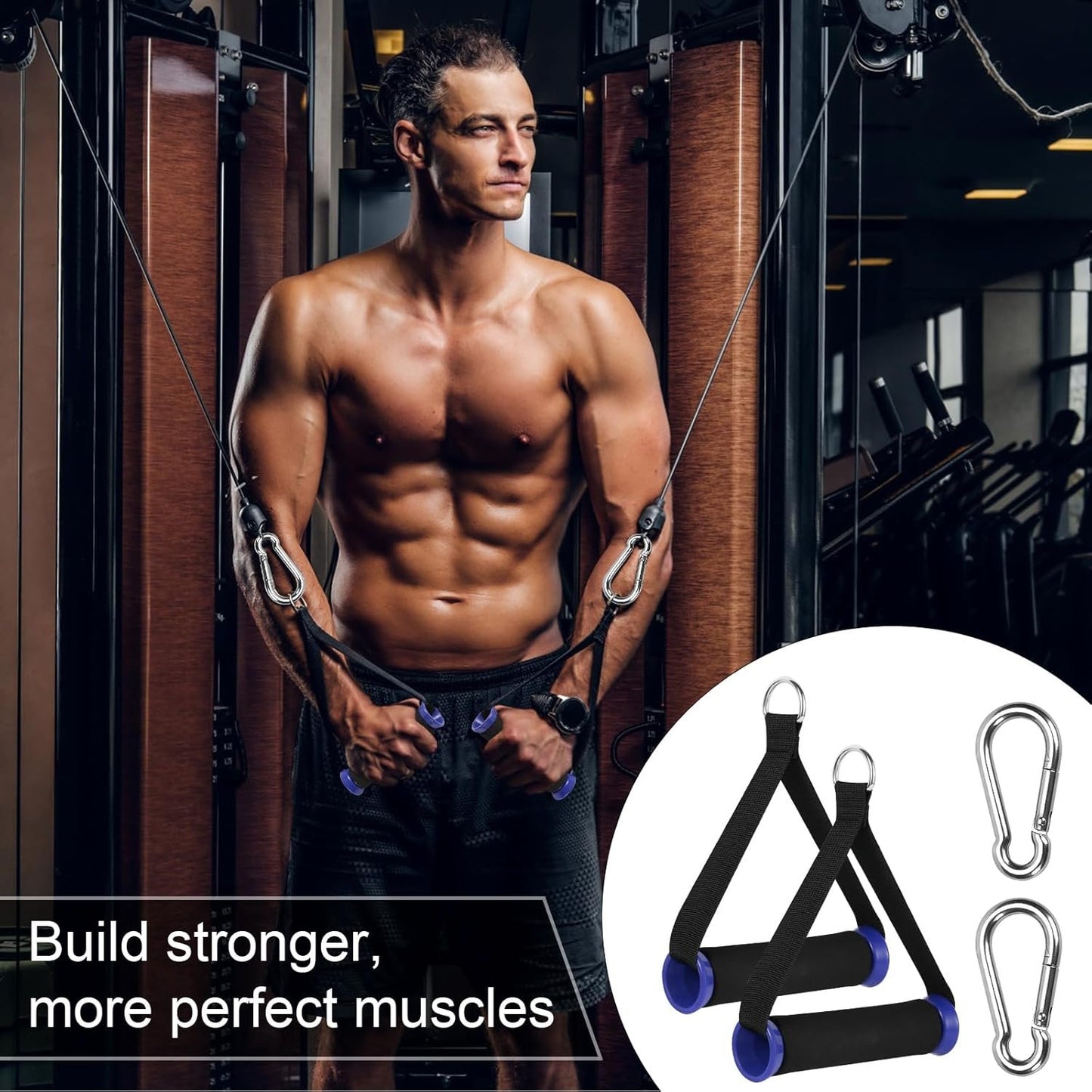 2pcs Heavy Duty Exercise Handles, Workout Resistance Band Handles, Thicken Tricep Cable Machine Handles, Pull Attachments Home Gym Accessories for Weight Machine Fitness Equipment Pulley System