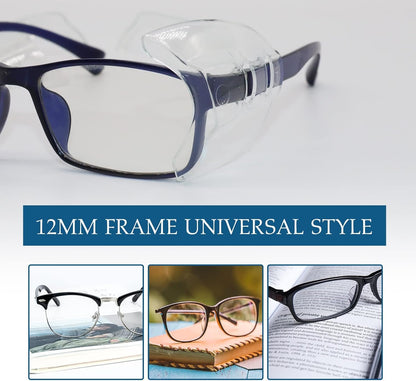 SenZee Glasses Side Shields, 2 Pairs Transparent Glasses Side Protector, Fits Small to Medium Eyeglasses, Easy to Use, Protective
