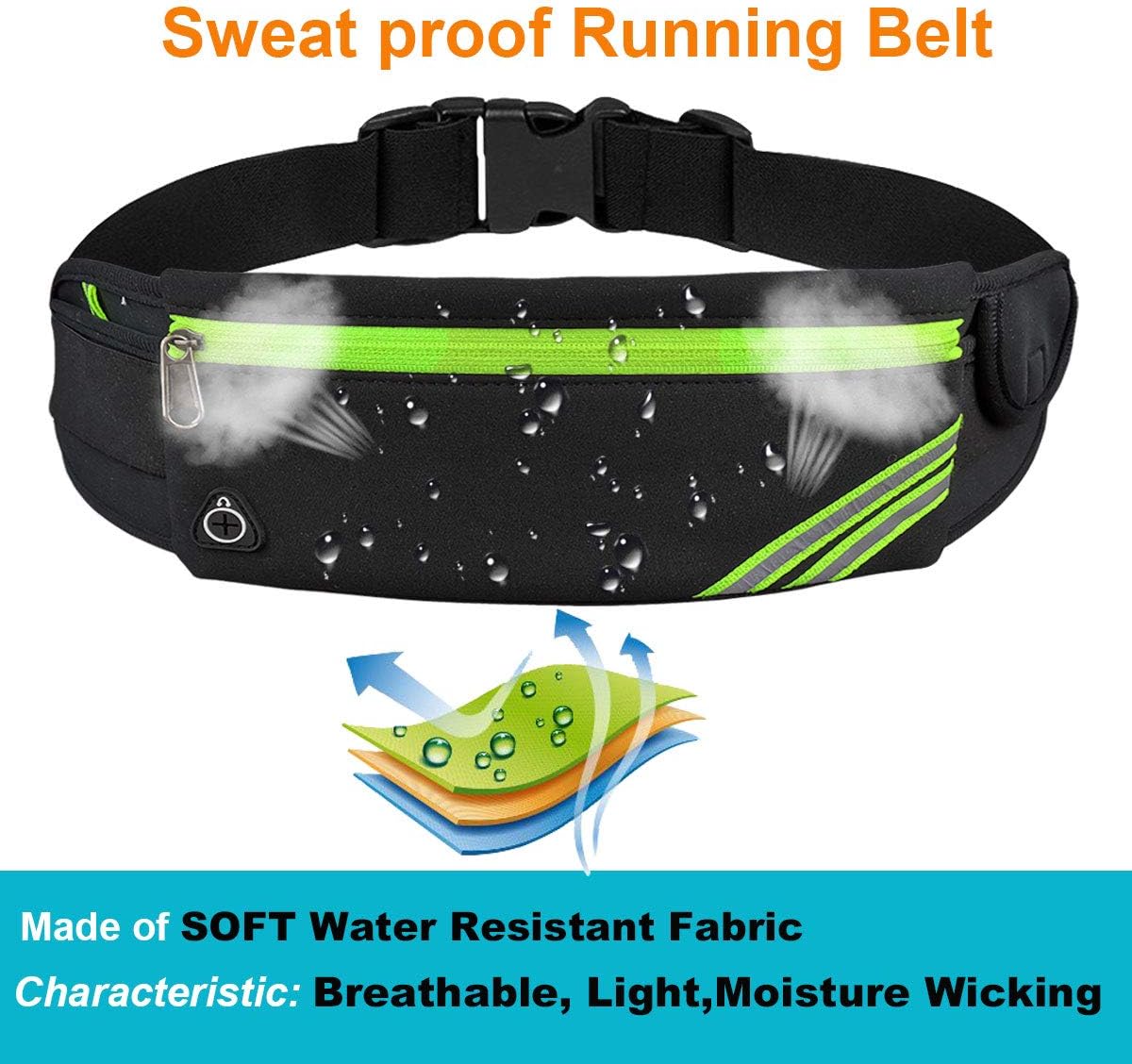 Running Waist Pack, Flat Bottom Waist Pack, Waterproof Running Bag for Workout Jogging, Money Belt Gear Accessories