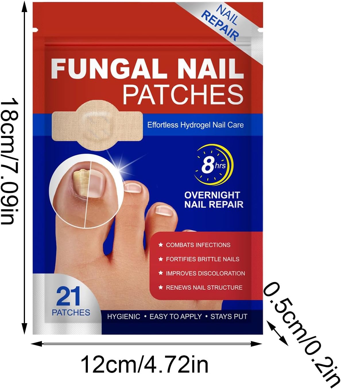 Toenail Patches, Nighttime Nail Repair, Breathable Foot Care, Crack and Discoloration Medication, Comfortable Adhesive, Pedicure Solution for Men Women Athletes Home Use
