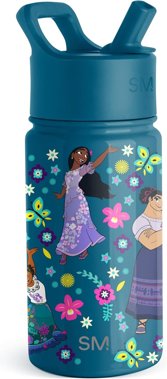 Simple Modern Disney Encanto Water Bottle with Straw Lid | Reusable Insulated Stainless Steel Cup for Girls, School | Summit Collection | 14oz, Encanto
