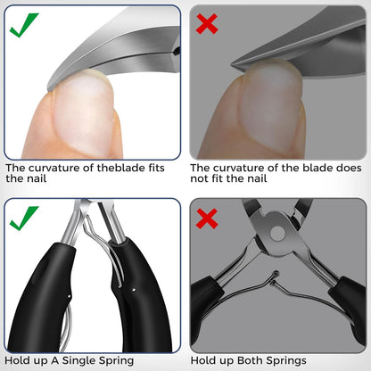 Toenail Clippers for Thick Toenails for Seniors, Angled Head Large Toe Nail Clippers Set for Men, Heavy Duty Ingrown Toenail Clippers with Wide Jaw, Ultra Sharp Slanted Nail Cutter with Long Handle