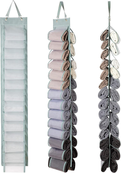 Legging Organizer and Storage, T-Shirt Organizer with 26 Roll Compartments for Yoga Pants, Tank Top, Towel, Underwear, Shirt (Grey)