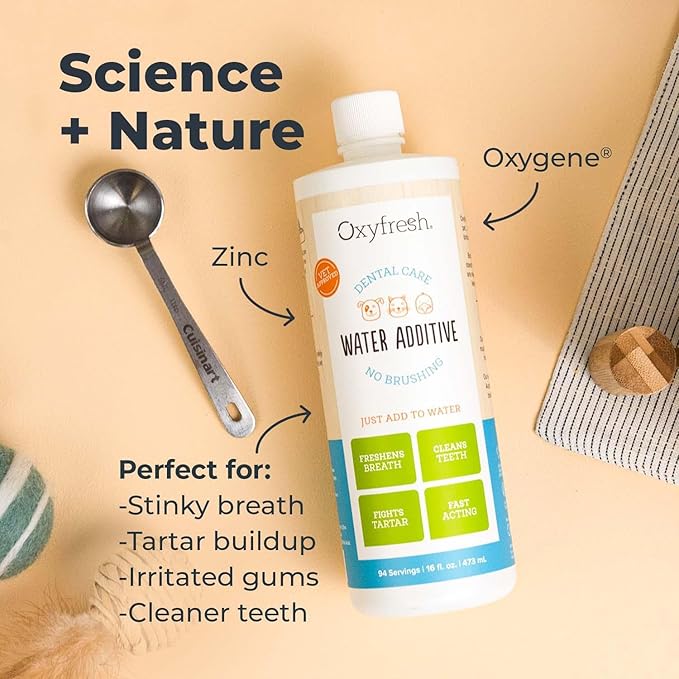 Best Way to Eliminate Bad Dog Breath and Cat Bad Breath - Fights Tartar & Plaque - So Easy, Just Add to Water! Vet Recommended 16 oz.