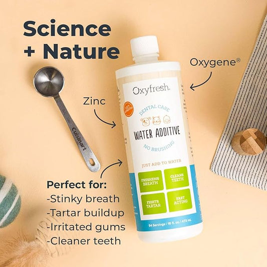 Best Way to Eliminate Bad Dog Breath and Cat Bad Breath - Fights Tartar & Plaque - So Easy, Just Add to Water! Vet Recommended 16 oz.