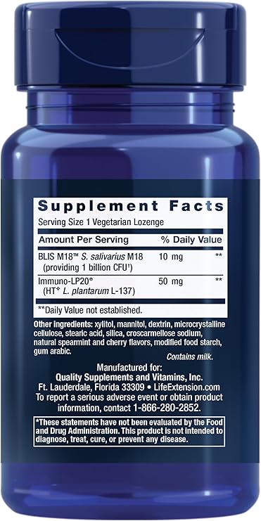 Life Extension FLORASSIST Oral Hygiene – Probiotic, Promotes Overall Oral Health – Gluten-Free, Vegetarian – 30 Lozenges