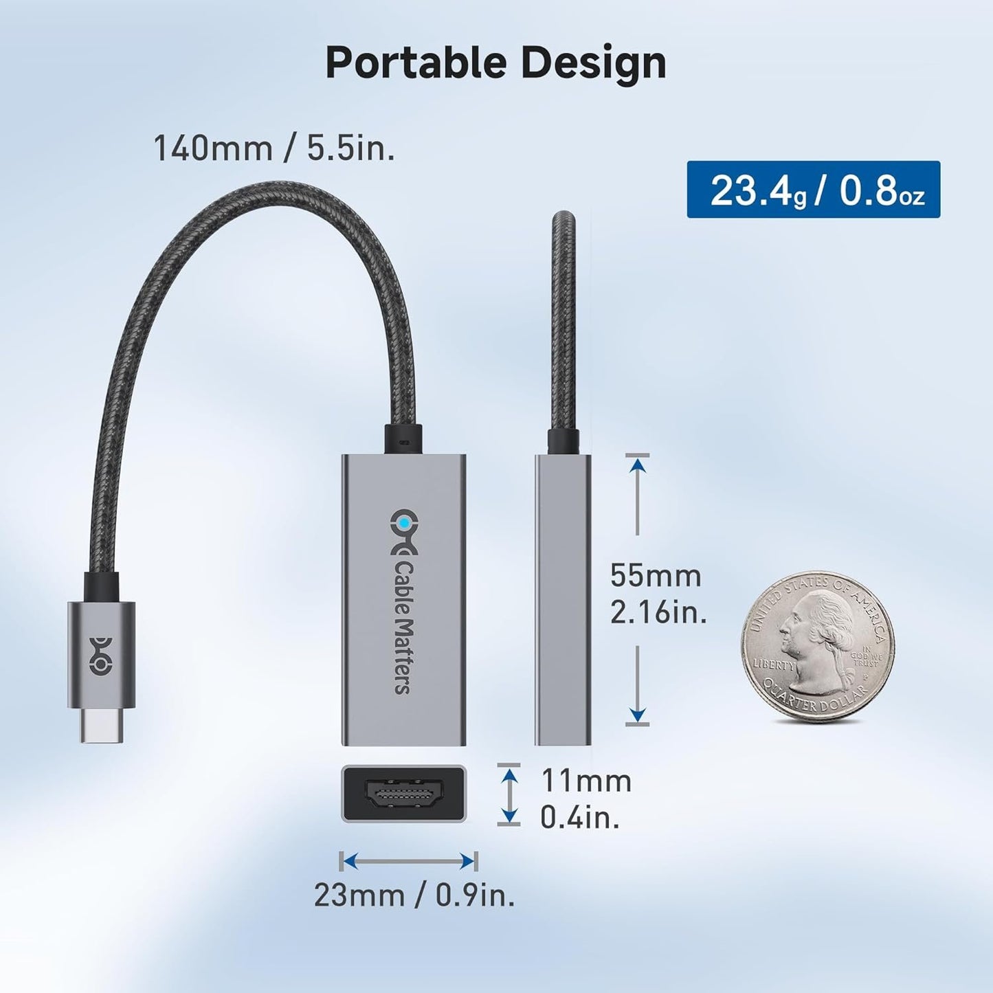 Cable Matters 48Gbps USB C to HDMI 2.1 Adapter, Support 8K 60Hz /4K 240Hz HDR, Thunderbolt 4 to HDMI 2.1, HDMI 2.1 to USB C Adapter, Compatible with iPhone 16/15 - Maximum Resolution on Mac is 4K@60Hz