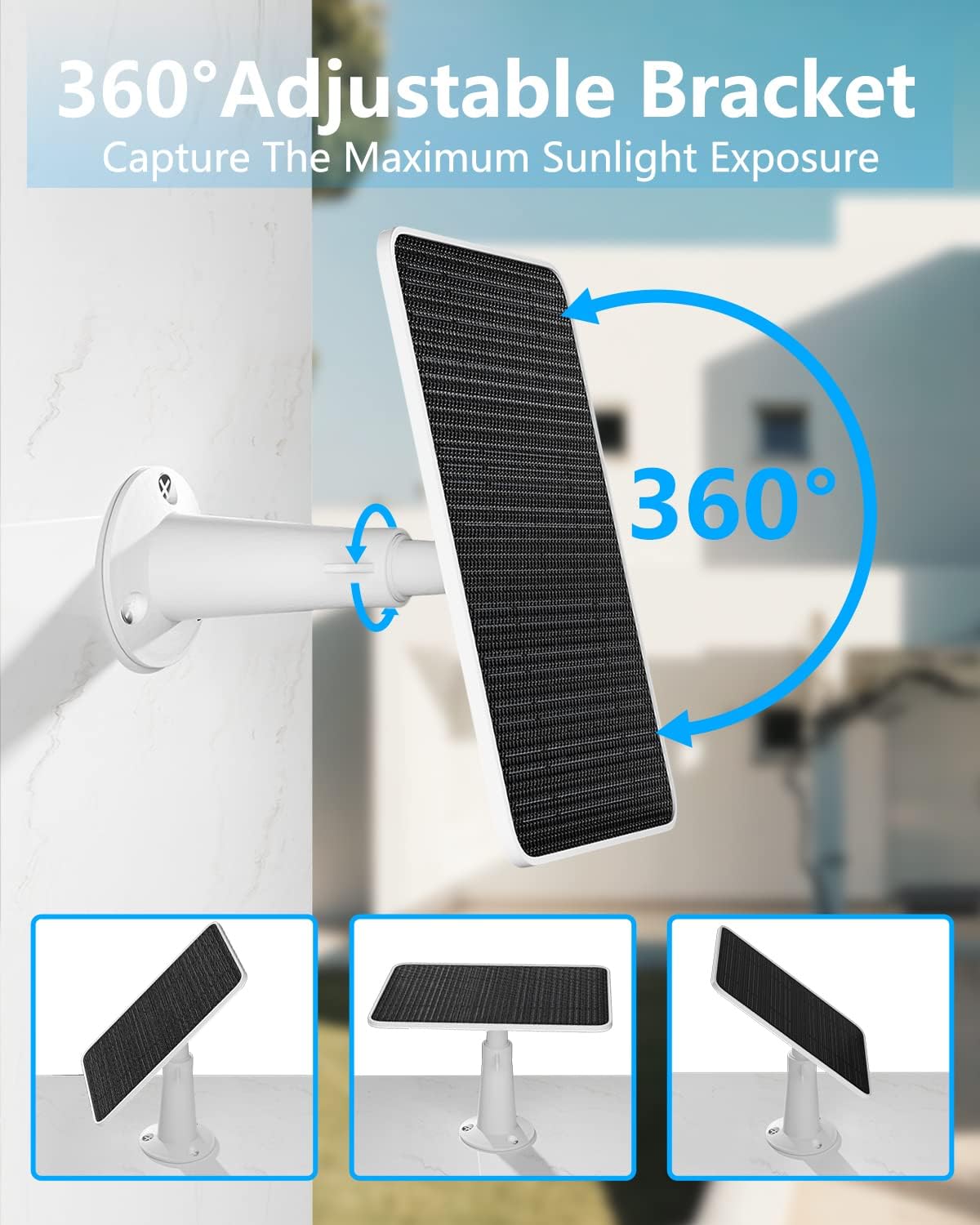 Solar Panel for Security Camera, 5V 4W Solar Panels Charger Compatible with Eufycam 2C/2C Pro/2/2 Pro/E20/E40/E, Micro USB & Type-C Port, IP65 Waterproof, 9.8ft Charging Cable & Wall Mount, 4 Pack